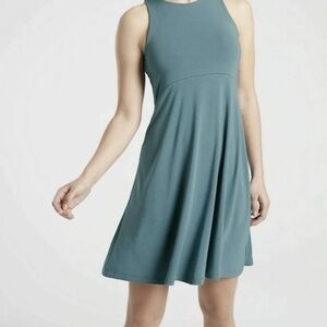 Athleta Santorini Thera Teal Mini Dress knit sz L TALL tank athletic athleisure